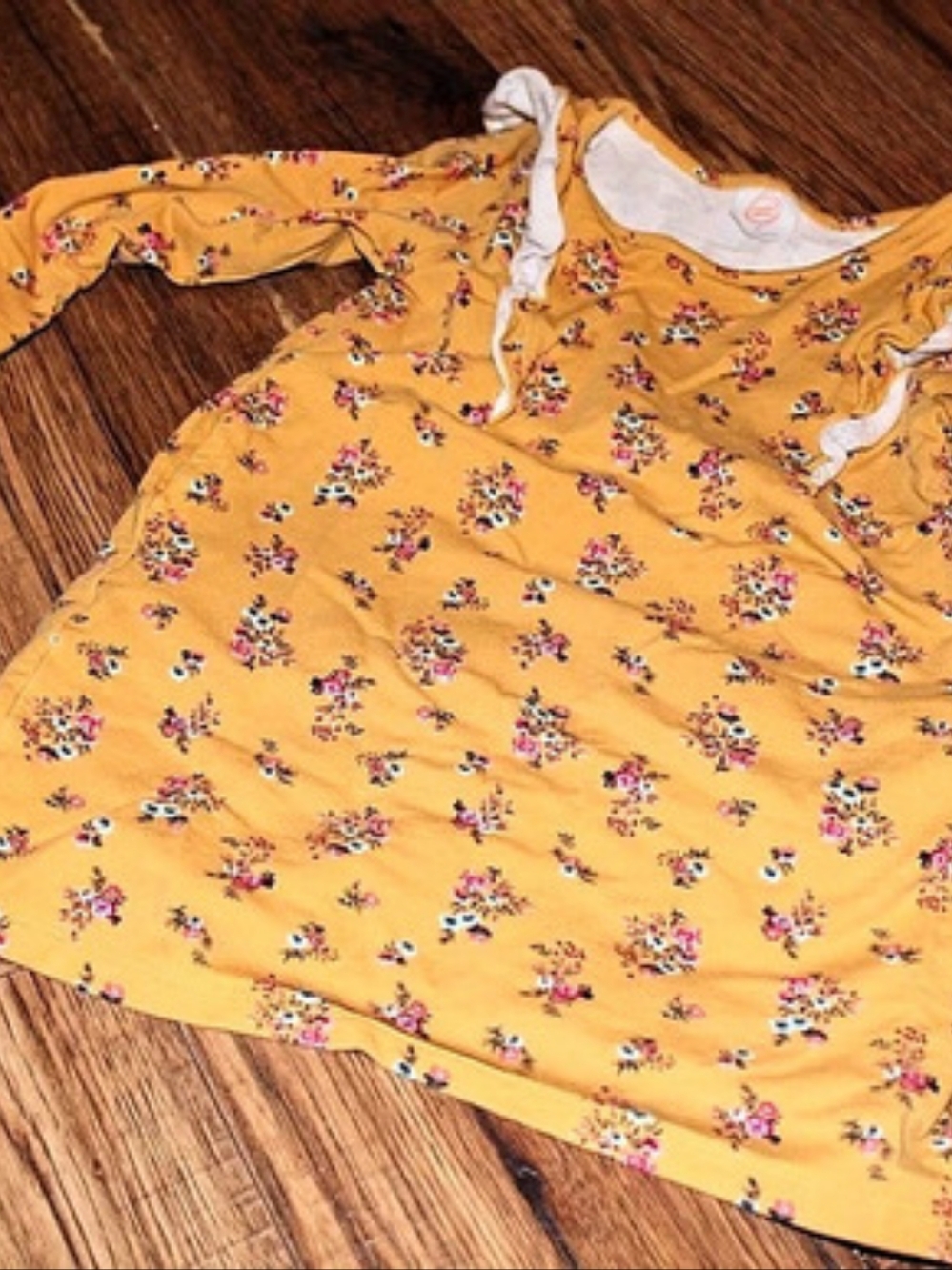Wonder Nation Girls Floral Long Sleeve Top Yellow & Pink Size 4T